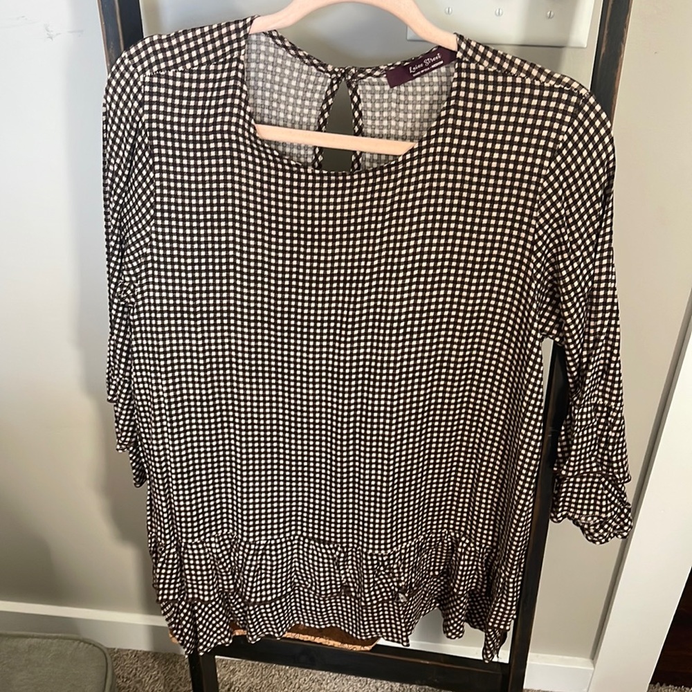 Checked Ruffle Blouse